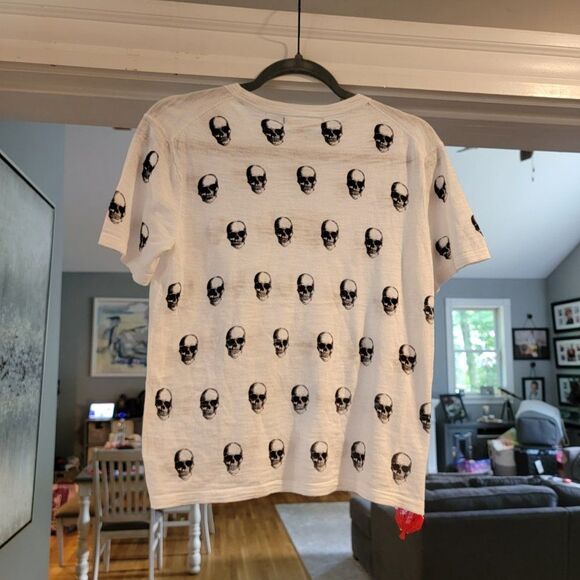 Skull Cashmere Women White & Black Sybil Crew-Neck Pullover Linen Tee Si… - Picture 9 of 13